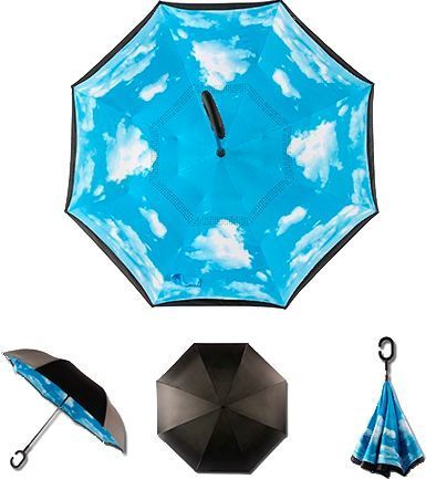 Зонт умного сложения Up-brella зонт-трость наоборот прочный, компактный 